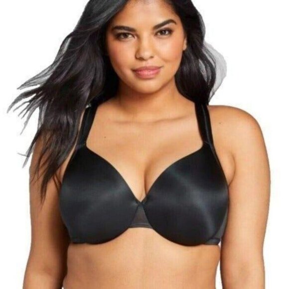 Cacique Lane Bryant Women Bra Smooth Satin Full Coverage U/W Size 38F Black - Picture 1 of 8
